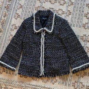 Elegant Black and White Tweed Blazer